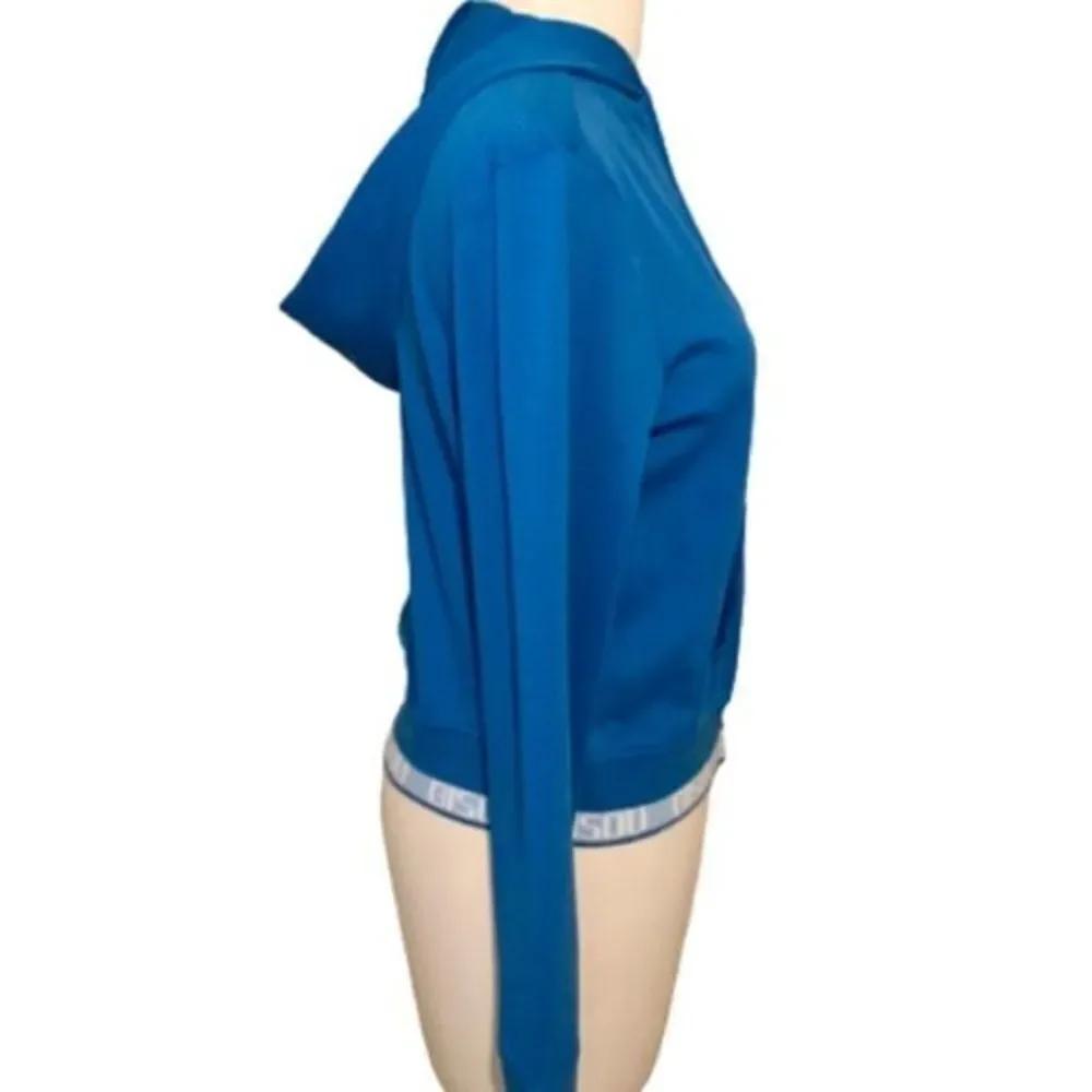 Bisou Bisou Sport Marine Blue‎ Perforated Zip Front Hoodie M